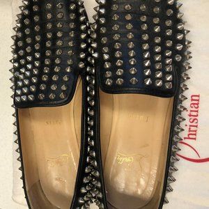 Christian Louboutin Loafers Flats Spike Studded Black Rollerball 39